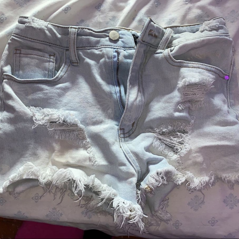 girls jean shorts,  brand-material girl, color, light blue and while, size- 5